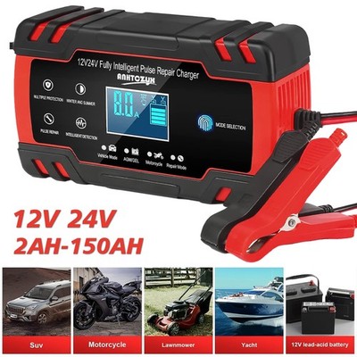 12V-24V 8A Automatic Car Battery-Chargers Power Puls Repair Chargers Lead Acid