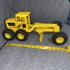 Tonka Yellow Metal Pressed Steel Road Grader Tractor 18” Construction Vehicle