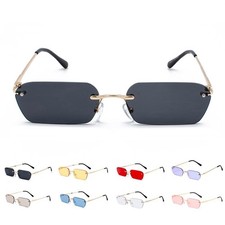 Retro Small Narrow Rimless Sunglasses Fashion Vintage Square Sun Glasses Eyewear