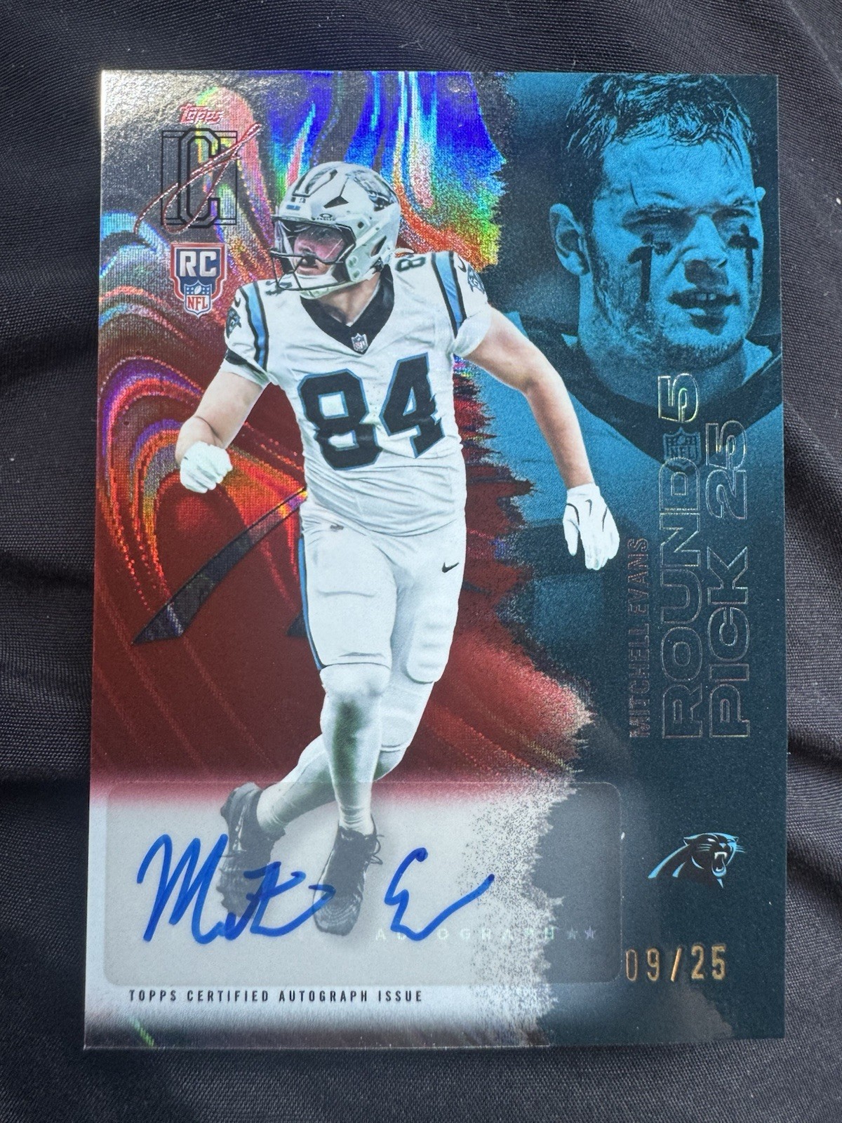 2025 Topps Signature Class Red Lava Mitchell Evans RC Auto #192 Panthers 09/25