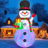 Aufblasbarer Schneemann Weihnachtsdeko 2,44M Mit Farbiger Led-Beleuchtung