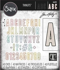 Sizzix Thinlits Alphanumeric Bulletin 43pc set #666281 Retail $40.99 Tim Holtz