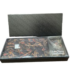 Vicky Davis Cummerbund  Adjustable Bow Tie Black Orange Paisley Matching Set IB