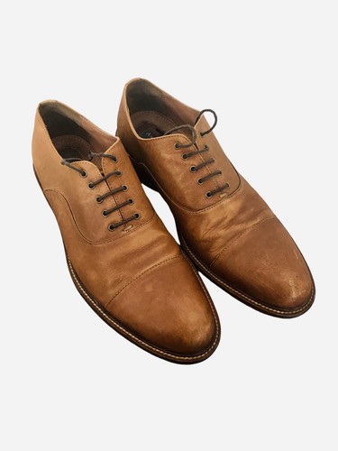 Aston Grey Bandino Men’s Oxfords 10.5 Brown Leather Cap Toe Dress Shoes - Picture 3 of 7