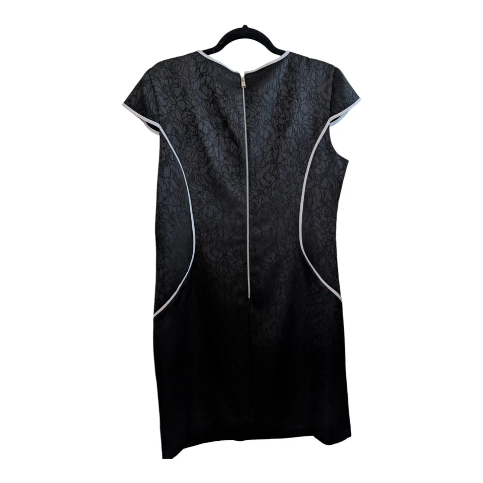 Vestido Marc Andrew Marc New York Talla 14 Negro sobre Negro Floral Carrera Cabricho Foto 3 de 4