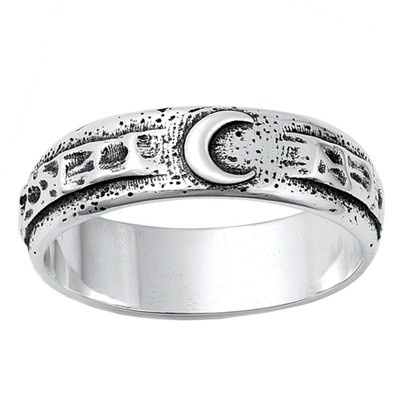 Aztec Half Moon Ring 925 Sterling Silver 5.8mm Size 5-10 Oxidize Finish ...