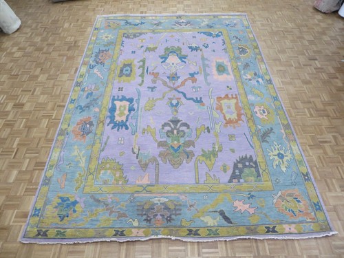 9'9 x 14 Hand Knotted Lavender Colorful Oushak Oriental Rug G13369 - Picture 2 of 11
