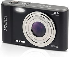 Minolta Digital Camera with 44MP Resolution  2.7K QHD Video Recording, Black