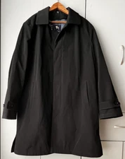 Hart Schaffner Marx Black All Weather Coat 40R Water Repellent Removable Liner