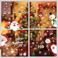 Christmas Santa Claus Snowflake Wall Stickers Brightly Colored Cartoon Patterns