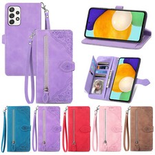 For Samsung Galaxy A13/A53/A33/A52/A14 5G Zipper Wallet Leather Stand Case Cover