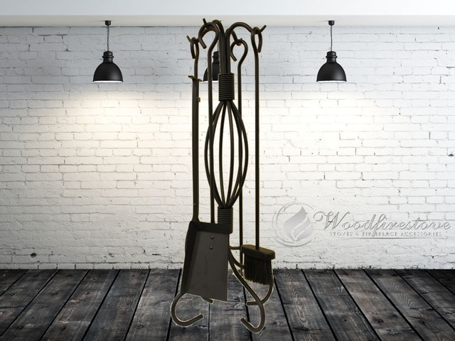 Scratch Dent Western Stars Rustic Brown Metal 5 Piece Fireplace