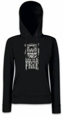 Born To Be Free Damen Hoodie Kapuzenpullover Tiger Tierschutz Vegan Vegetarier