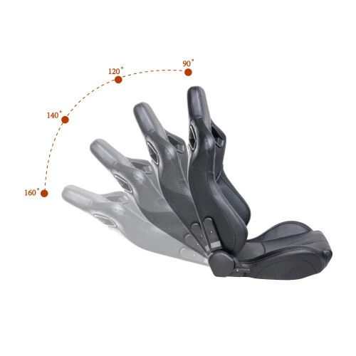 Для автомобиля Pontiac 2 шт. гоночные сиденья регулируемые с креплением с ползунком кожа черные - Изображение 4 из 4