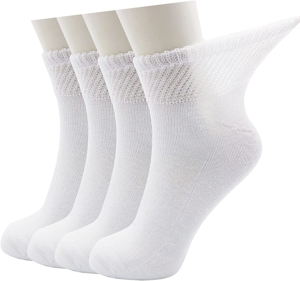 Men's Diabetic & Circulation Socks – Cotton Comfort Ankle Socks (3-12 Pairs, White, Sizes 9-15)