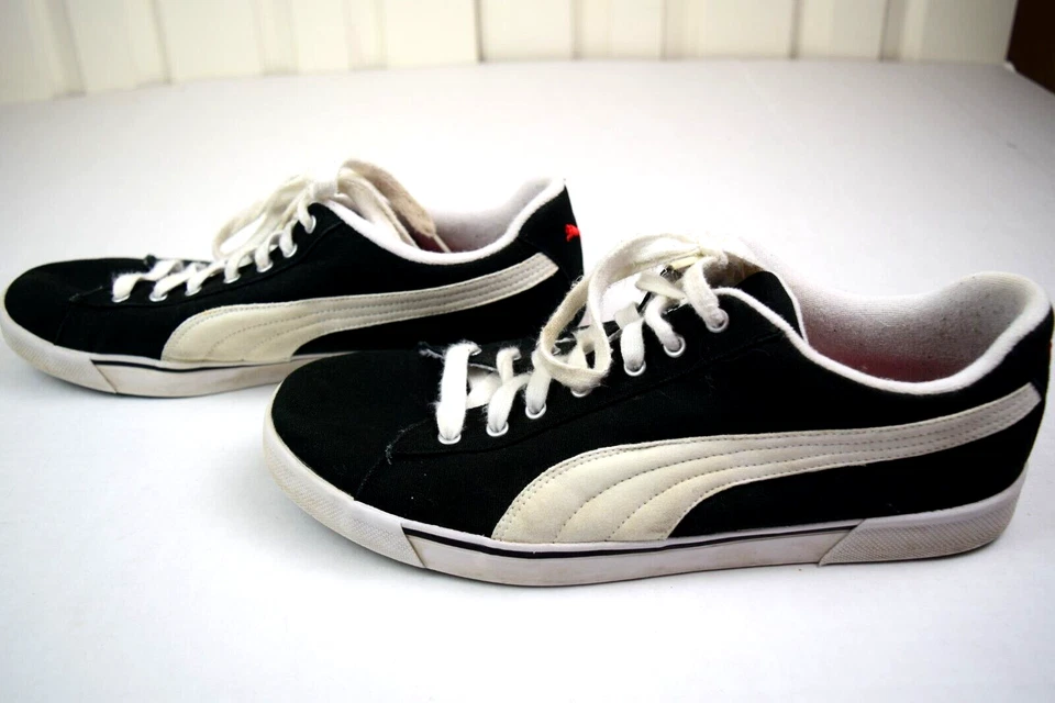 Vintage PUMA Shoes 90s Black Canvas White PUMA Stripe US 13 Cobain Special - Image 2 of 4