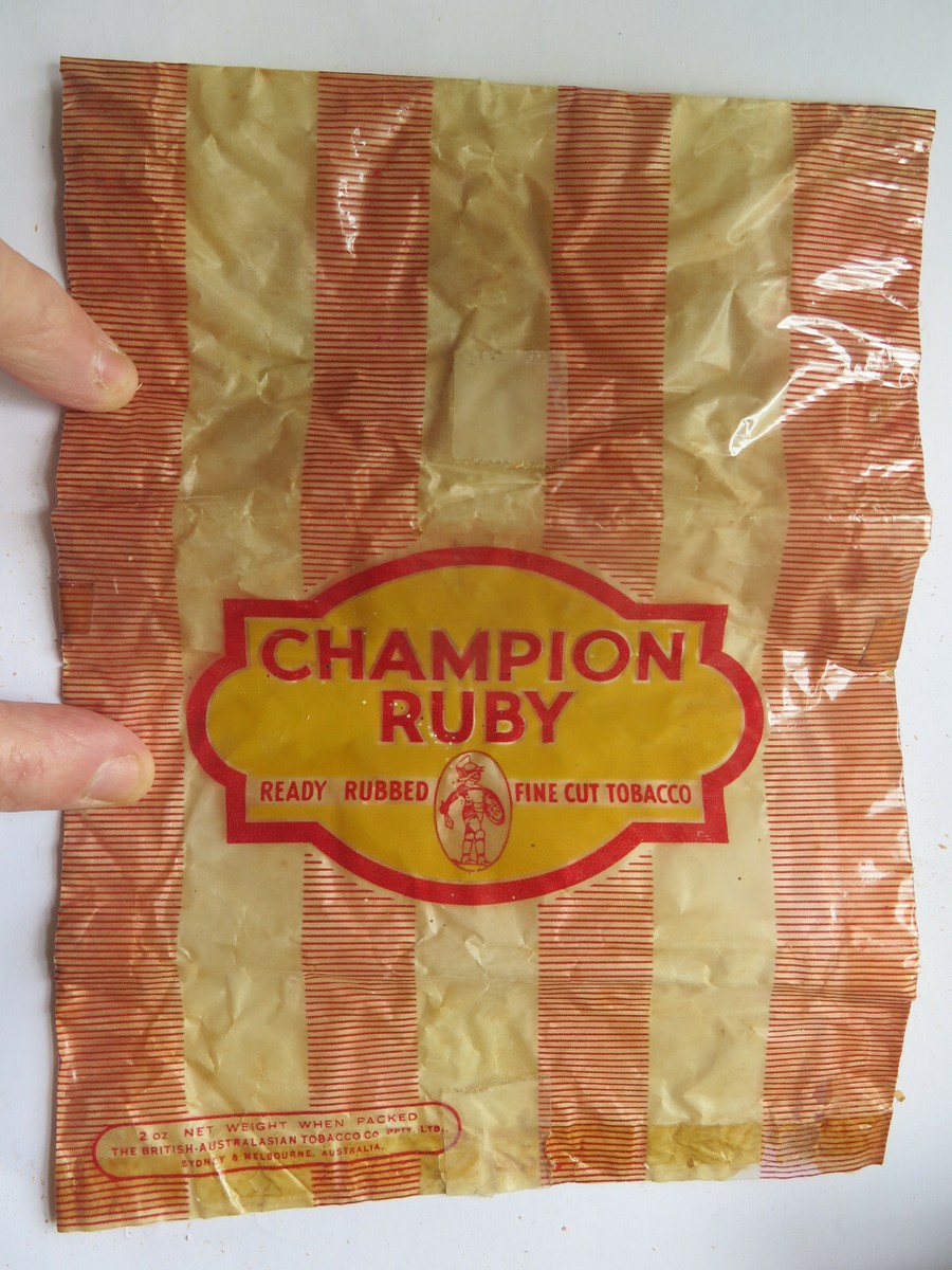 CHAMPION RUBY READY RUBBED FINE CUT TOBACCO POUCH c1930s BRITISH  AUSTRALASIAN