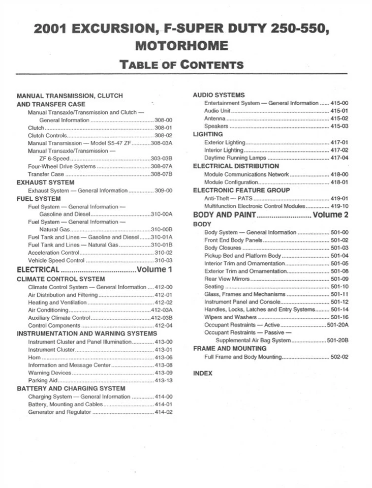 2001 Ford Excursion F-250-F550 Super Duty Truck Shop Service Repair Manual Book - Image 3 of 4