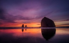 Landscape sunset sea purple sky beach waves low Custom Gaming Mat Desk