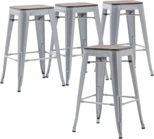 Bar Stools Counter Height Bar Stools Stackable Backless Barstools Set of 4