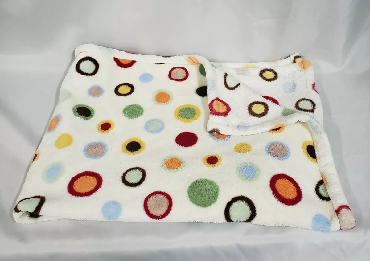 TIDDLIWINKS Baby Blanket Polka Dot Circle Beige Lovey Fleece Green