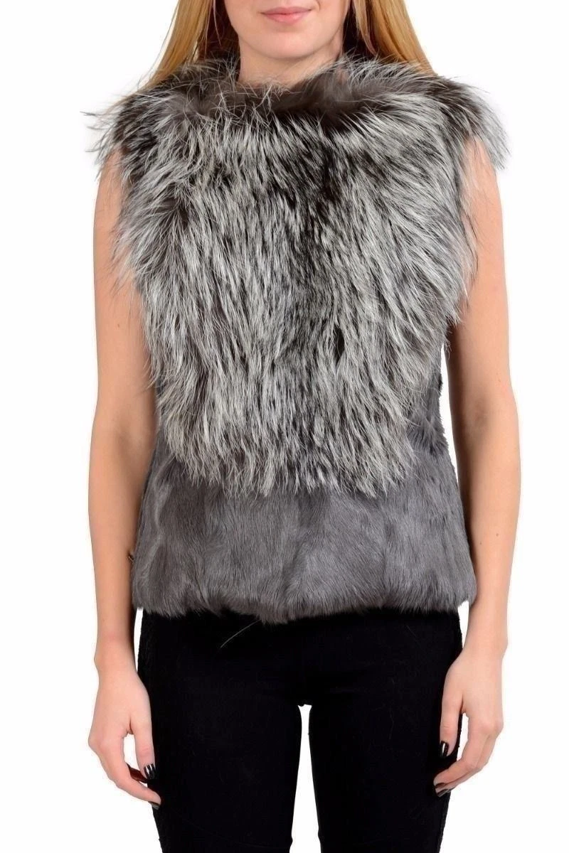 Gilet da donna Maison Margiela 1 100% pelo di capra argento volpe US M IT 42