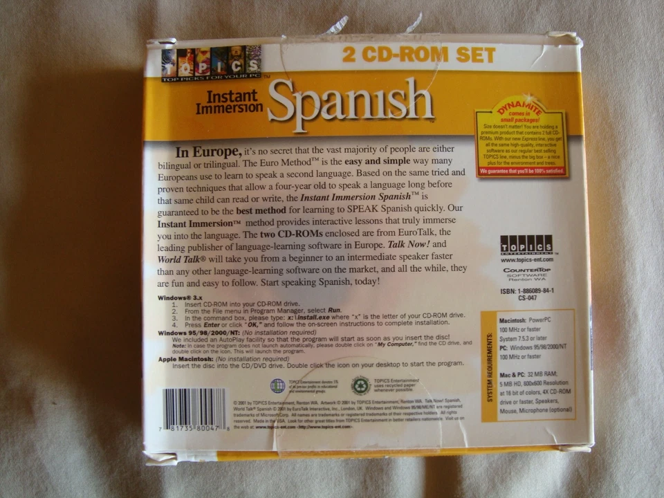 Instant Immersion - Spanish 2 CD-ROM Set, Dual Platform PC/MAC, EURO Method - Image 2 of 4