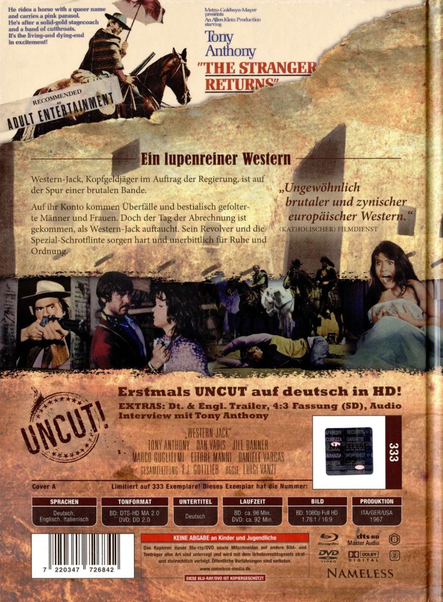 Mediabook Western Jack - The Stranger Returns Cover A Tony