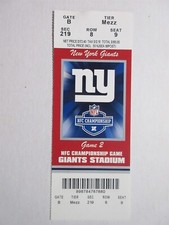Football Ticket New York Giants 2009 NFC Championship Playoff Game Phantom Game