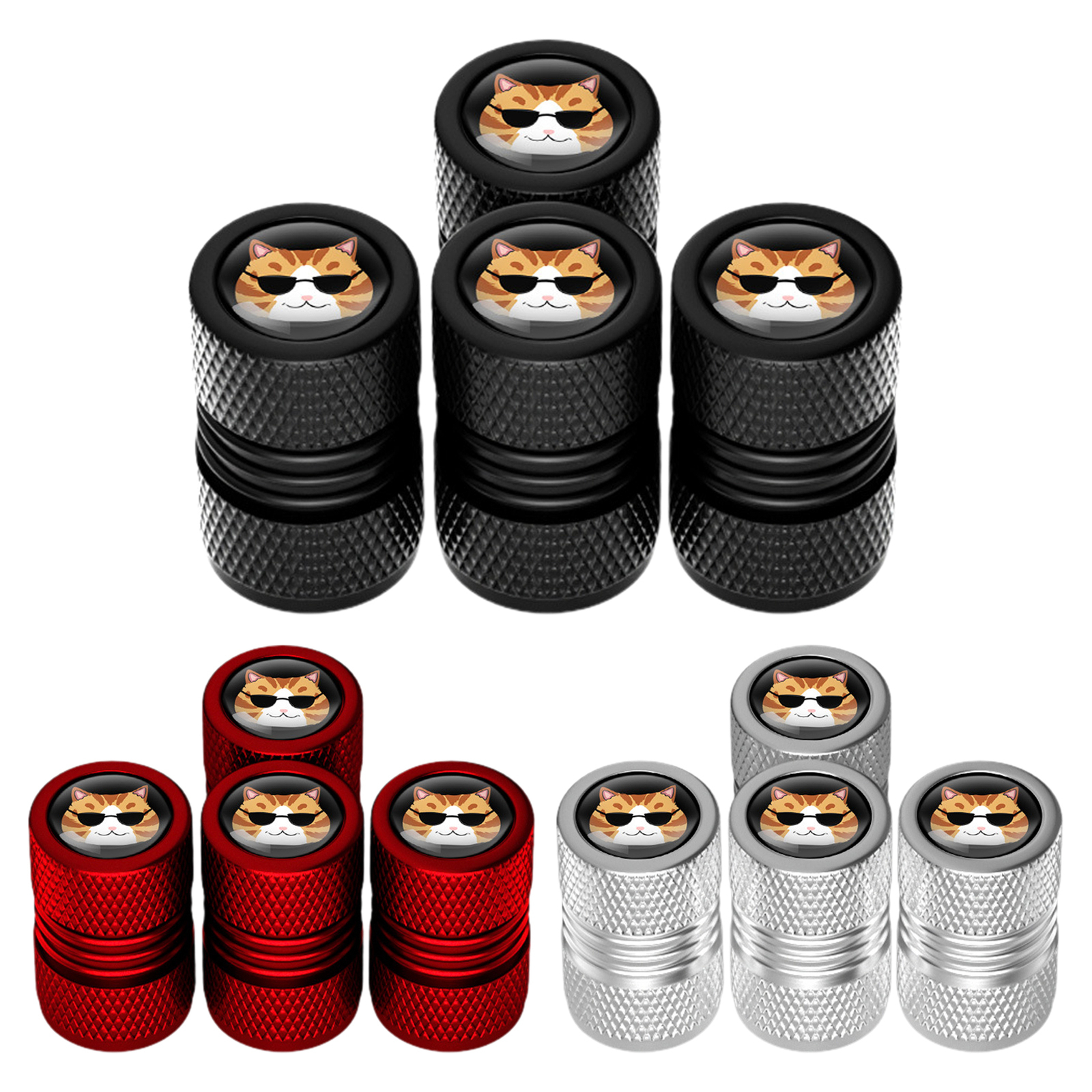 4pcs Cute Cat Wheel Tire Valve Stem Caps For Car/Bike/Truck/Motorbike Dust Cover