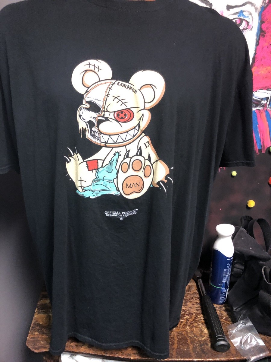 Man boohoo man XXXXL black T-shirt Zombie Scary Teddy Bear