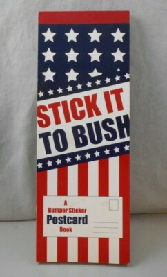 Vintage Anti-Bush Stick It to Bush Bumper Sticker Postcard Book Free Shipping