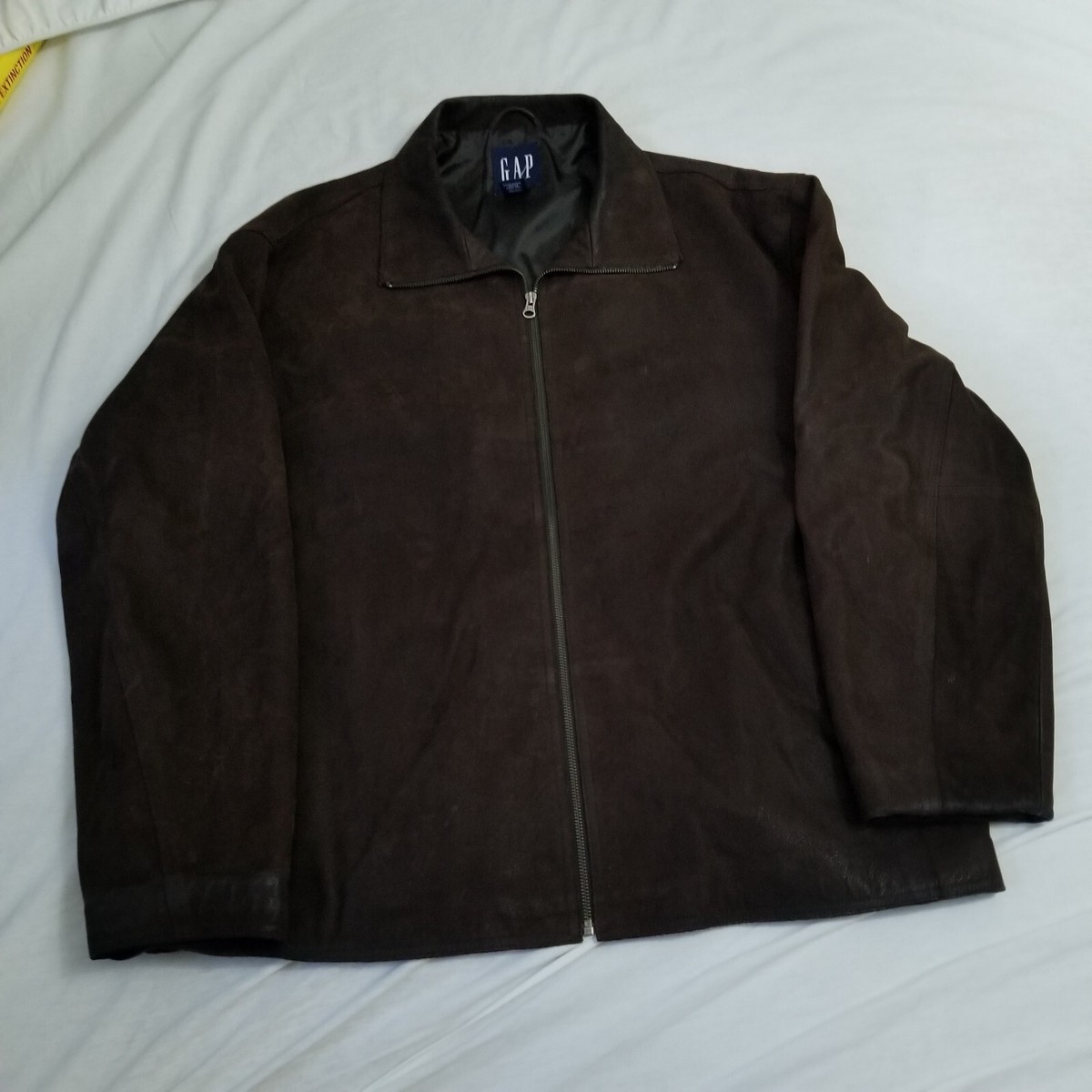 Vintage Gap Leather Jacket Mens 2XL Brown Full Zip Bomber