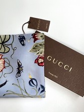 New Unisex Gucci Scarf with Gift Box Kris Knight Flora Print Sky Blue Silk Wrap