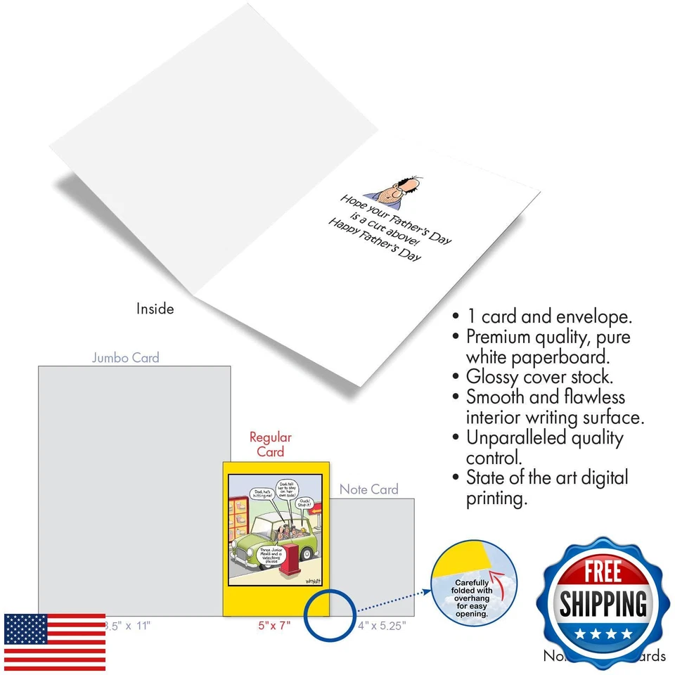 NobleWorks - Funny Father's Day Greeting Card with 5 x 7 Inch Envelope (1 Car - Image 4 of 4