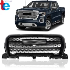 Fit For 2019-20 2021 GMC Sierra 1500 Denali Style Front Upper Grille Gloss Black