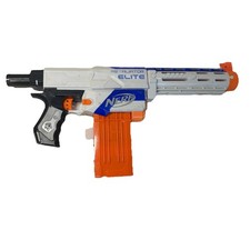 NERF N-Strike Elite Retaliator Blaster White W/ 12 round mag/ barrel TESTed