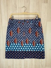 White Stuff Blue Multi Patterned Short Skirt Uk 10 Cotton Stretch Autumn Winter