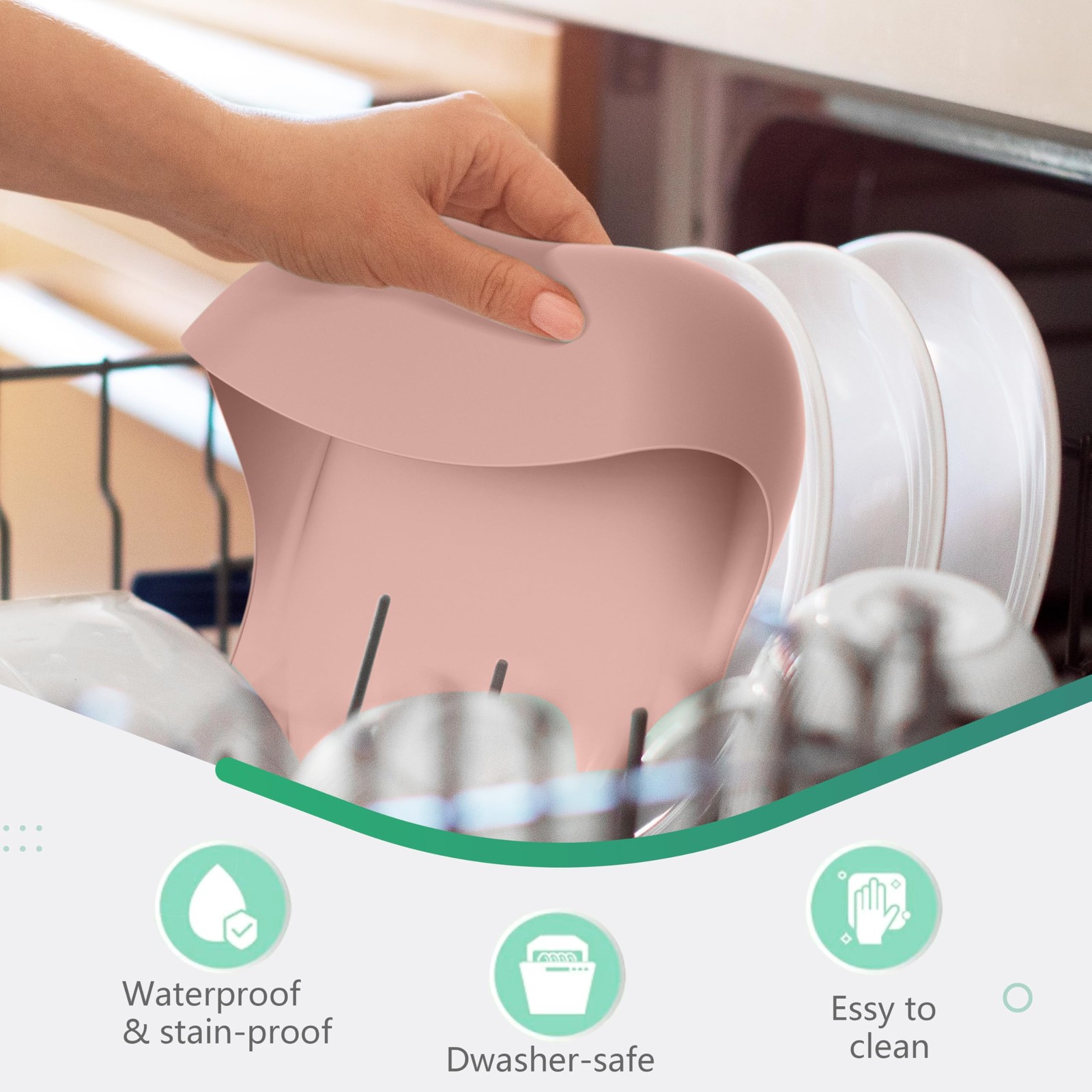 3 Pack Silicone Baby Bibs Soft Adjustable with Pocket Food Catcher Toddlers