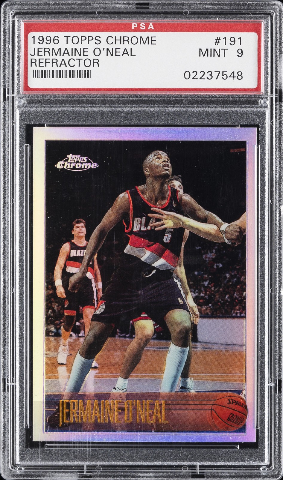1996 TOPPS CHROME REFRACTOR #191 JERMAINE O'NEAL ROOKIE RC PSA 9