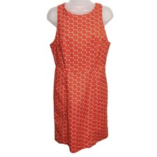 Gap Orange Geometric Print Dress Womens 8 Sleeveless Lined Pockets A-Line