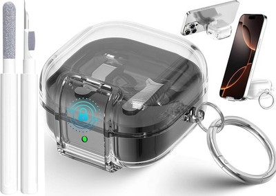 Samsung Galaxy Bud 4 Pro Case/Buds4 Case Clear Lock Clip with Phone Stand