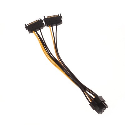 1PC Dual SATA Male To PCIe 8Pin Male PCI Express PCI-E Video Card Splitter