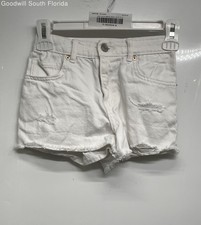 Zara Girls White Cotton Five Pockets Design Button Front Cut-Off Shorts Sz 9-10Y