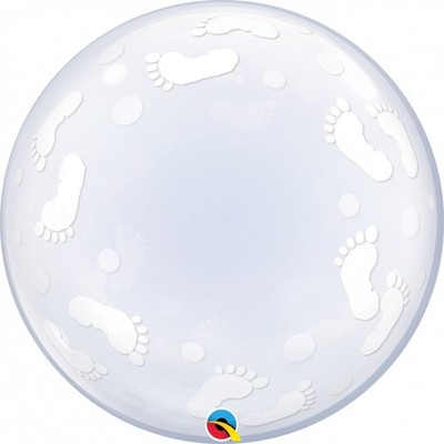 Qualatex Deco Bubble Baby Footprints 24 Inch 61cm Luftballon Helium unbefüllt