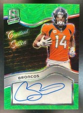 2023 Spectra Courtland Sutton 2022 Football Auto Neon Green /35 Denver Broncos