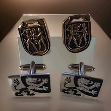 Goldtone And Silvertone Cufflinks Mens Vintage 2 Sets Griffin Gladiator