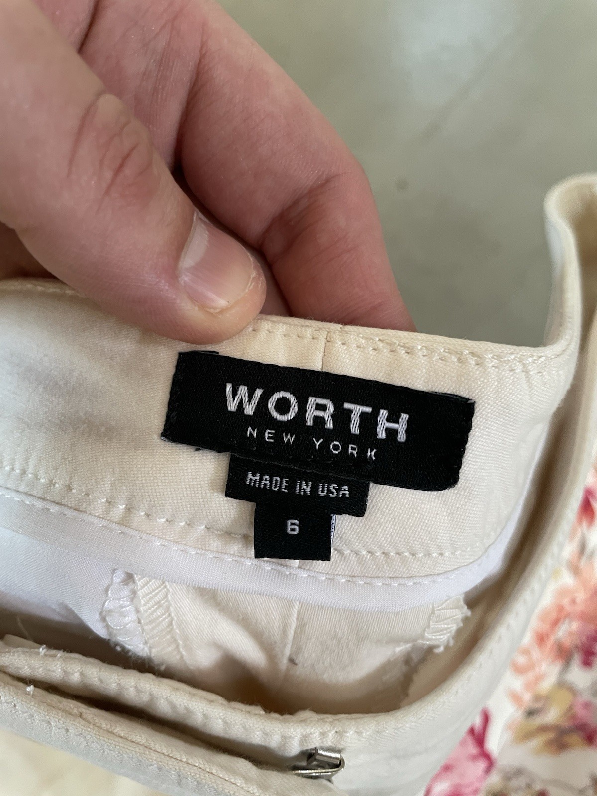 Worth New York Floral Print Pants AOP White Pink Made in USA Women's Size 6