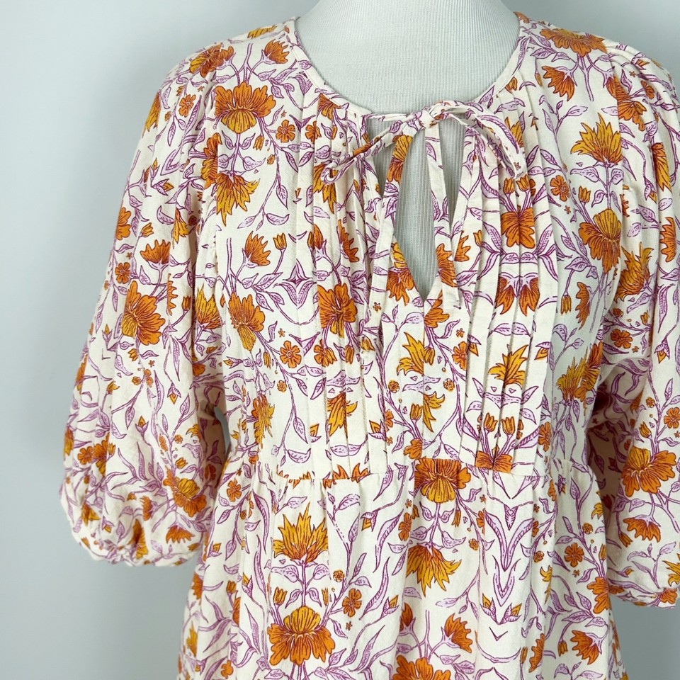 Universal Thread Spring Floral Boho Peasant Dress Balloon Sleeve Sz ...