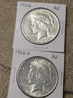 1926 and 1926-S Peace 90% Siver Dollars, Both Lustrous AU Condition